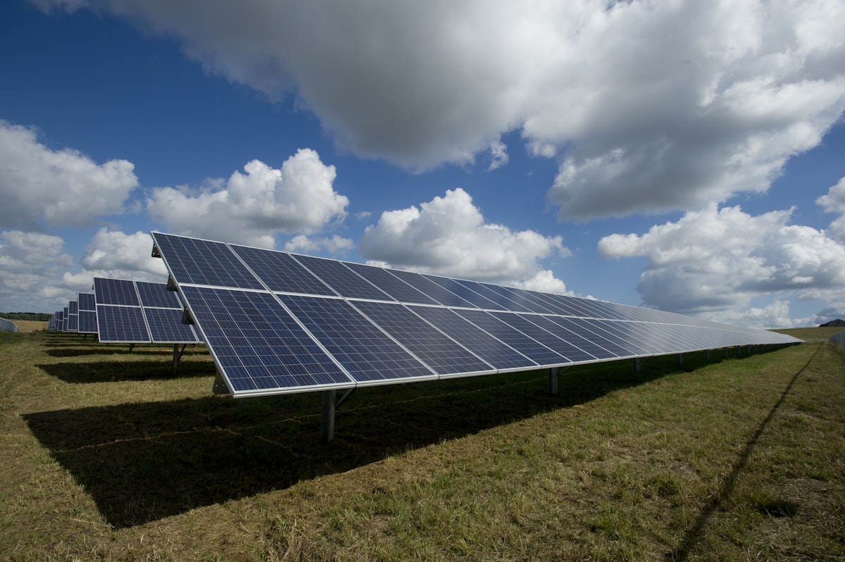 Solar panels representing renewable energy projects