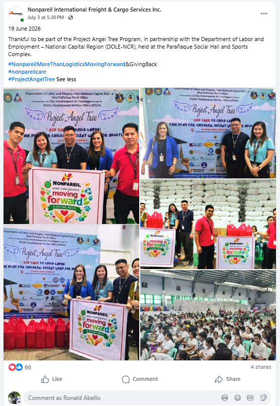 Collage of photos from Nonpareil participation in Project Angel Tree